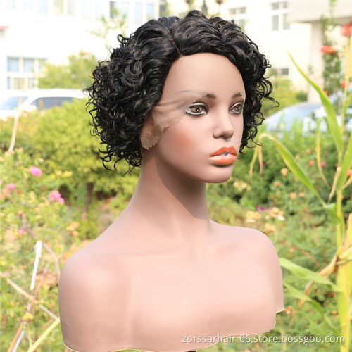 Free wig samples women cheap thin part pixie wigs human hair 100 raw indian short curly t part lace weavons and wigs
